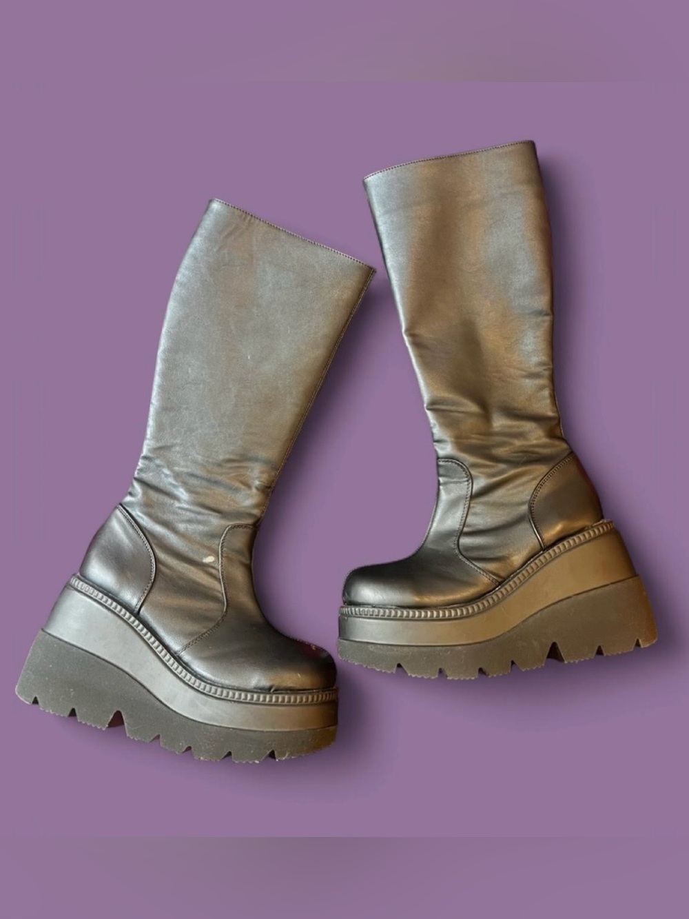 Demonia Shaker-100 Platform Knee High Boots